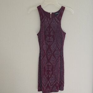 Speechless Burgundy Patterned Mini Dress